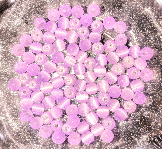 6 mm Glasperlen Lila mit Katzenaugen Effekt