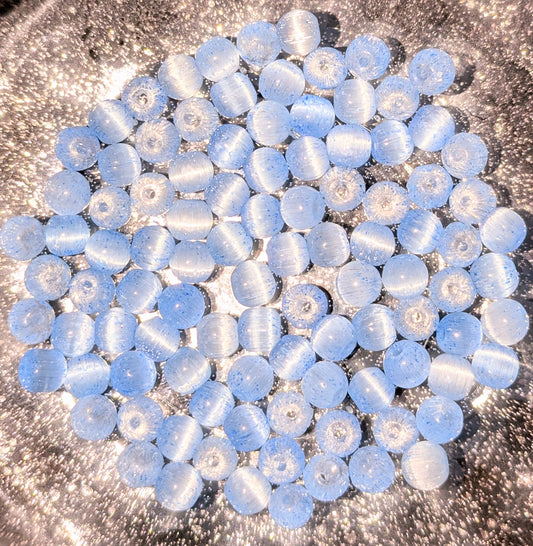 6 mm Glasperlen Blau mit Katzenaugen Effekt