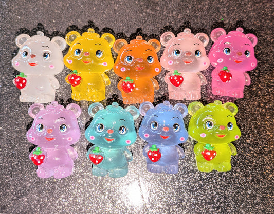 Glow in the Dark Figuren Bären mit Erdbeeren