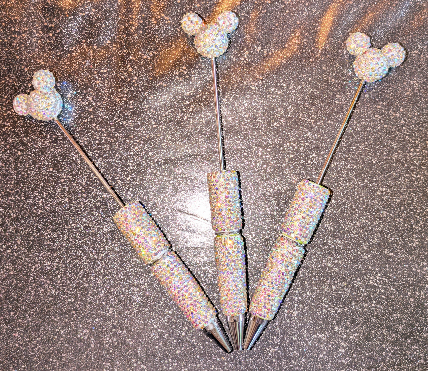 Strasskugelschreiber mit Mauskopf Silber AB