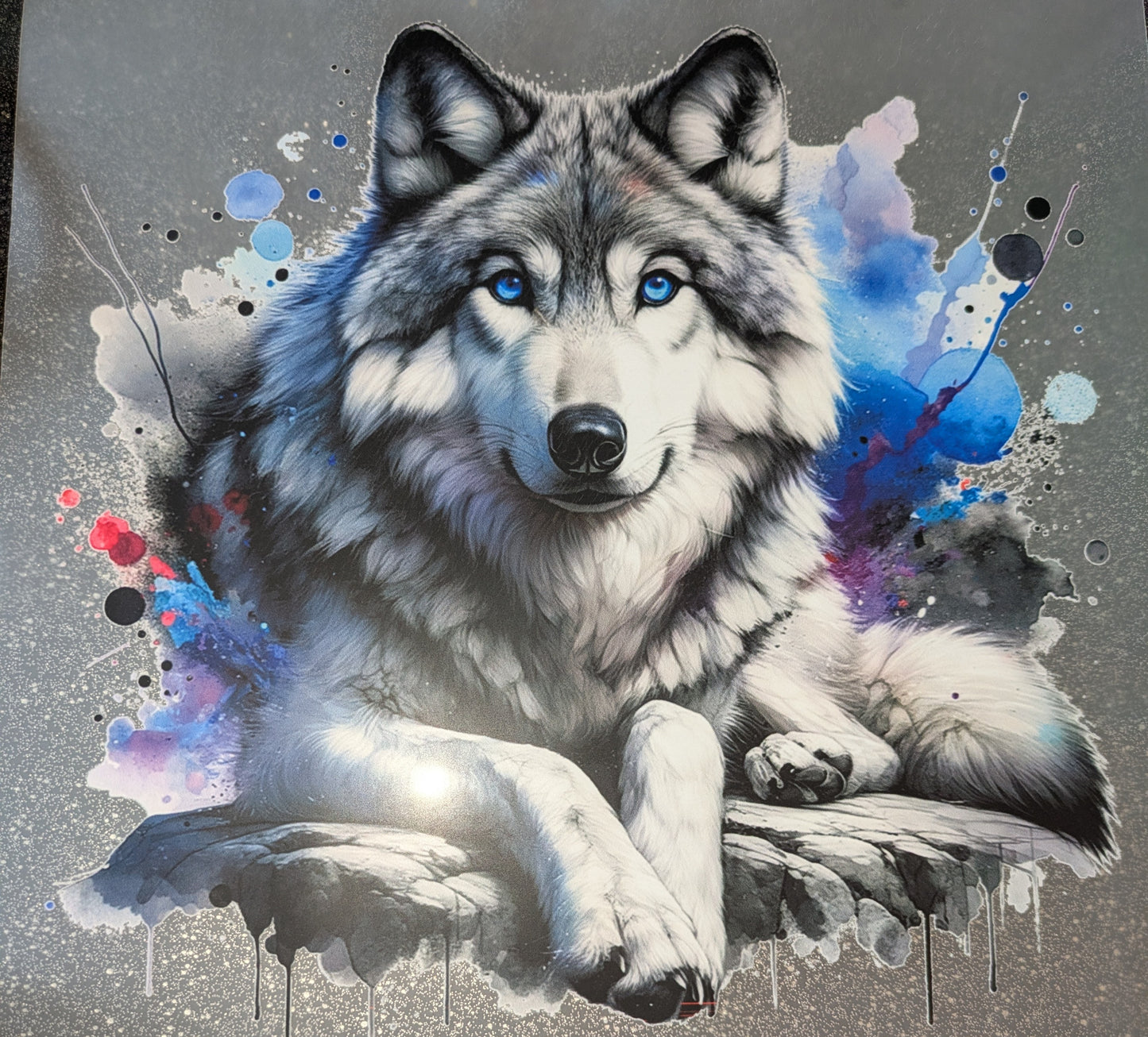 Großes Bügelbild Gr. L Wolf bunt GBB000101