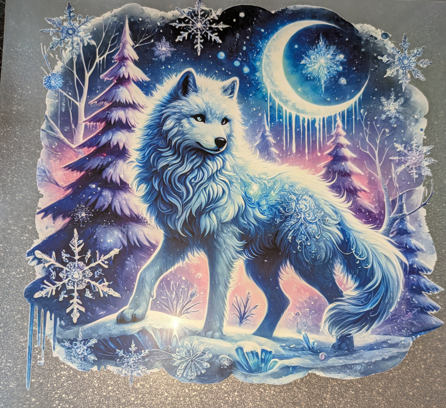 Großes Bügelbild Gr. L Wolf mit Mond GBB000098