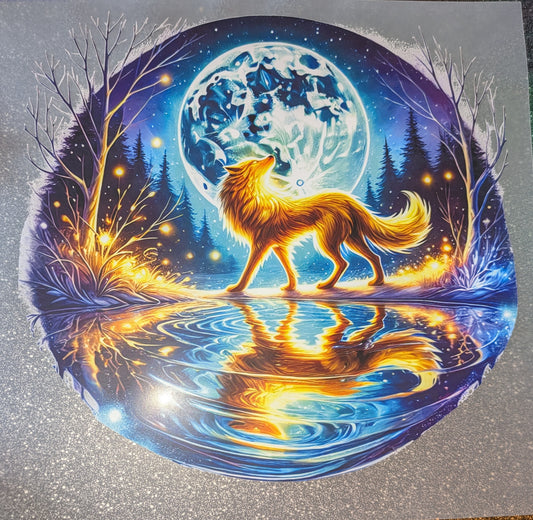 Großes Bügelbild Gr. L Wolf gold GBB000097