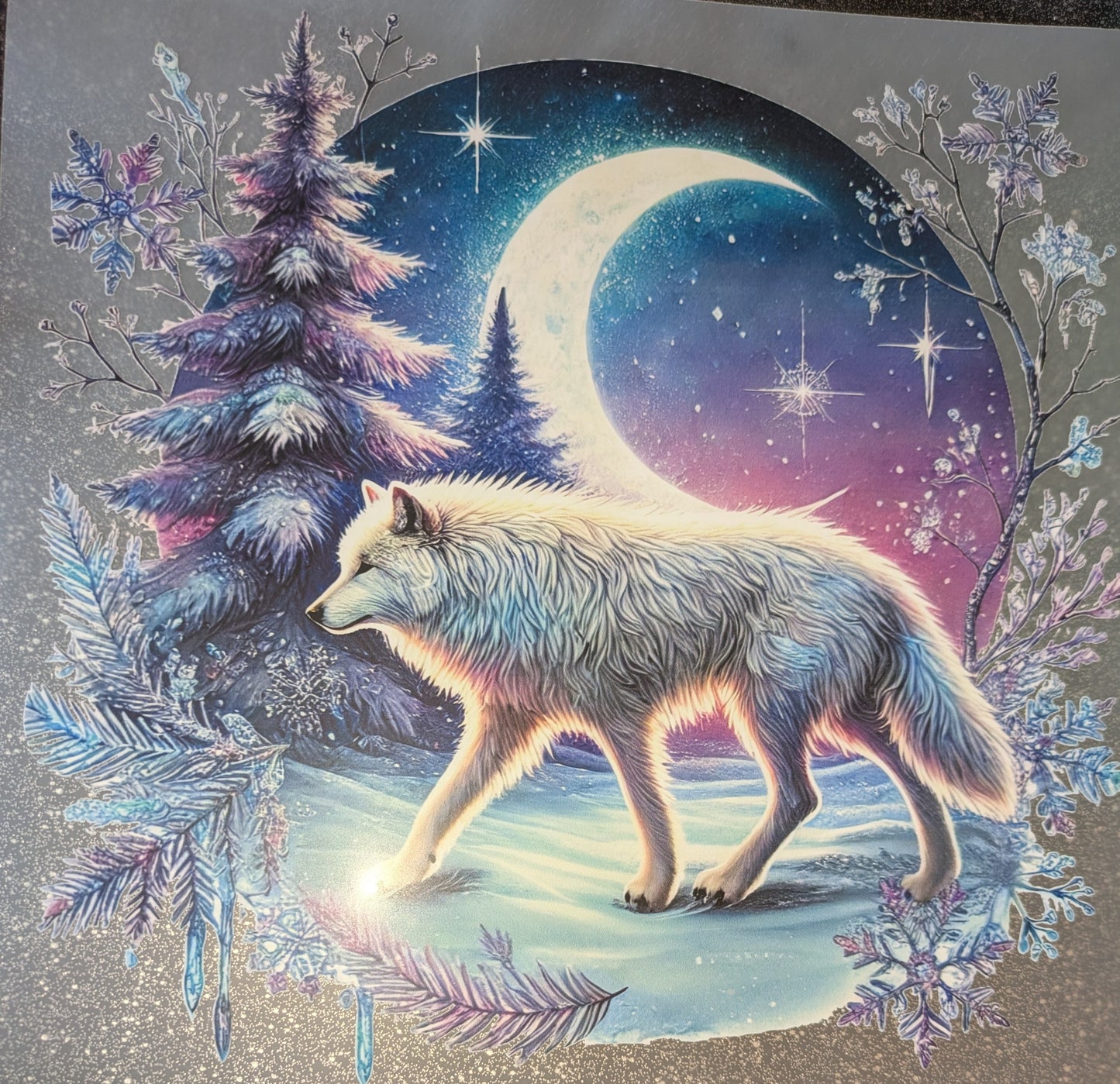 Großes Bügelbild Gr. L Wolf Mond GBB000094