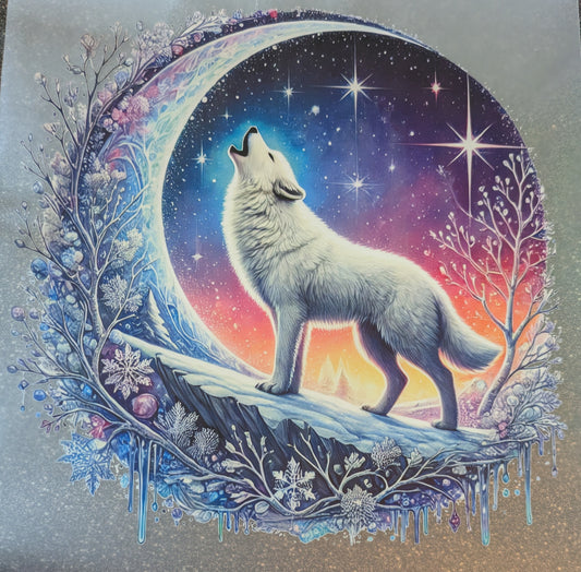 Großes Bügelbild Gr. L Wolf Mond GBB000093