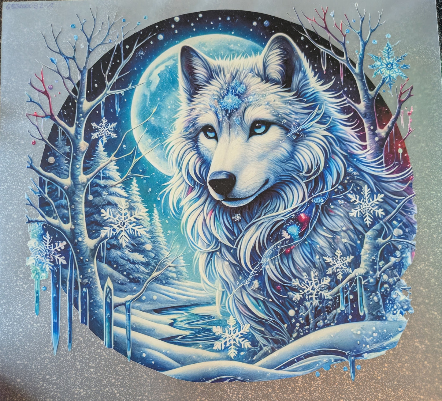 Großes Bügelbild Gr. L Wolf Mond GBB000092