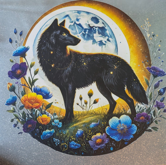 Großes Bügelbild Gr. L Wolf gleb lila blau GBB000086