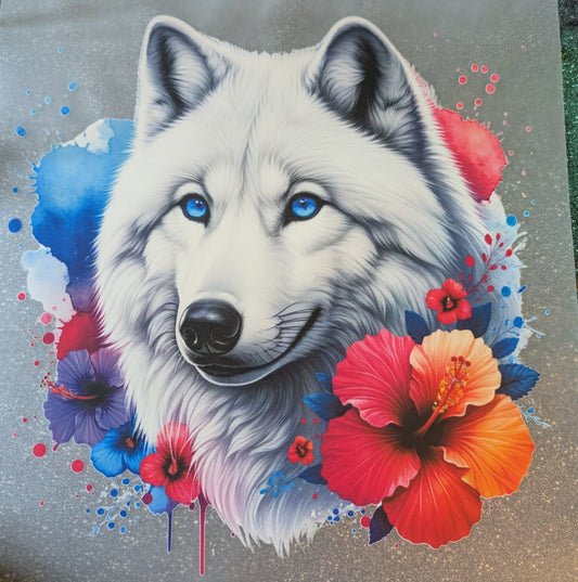 Großes Bügelbild Gr. L Wolf weiß GBB000082