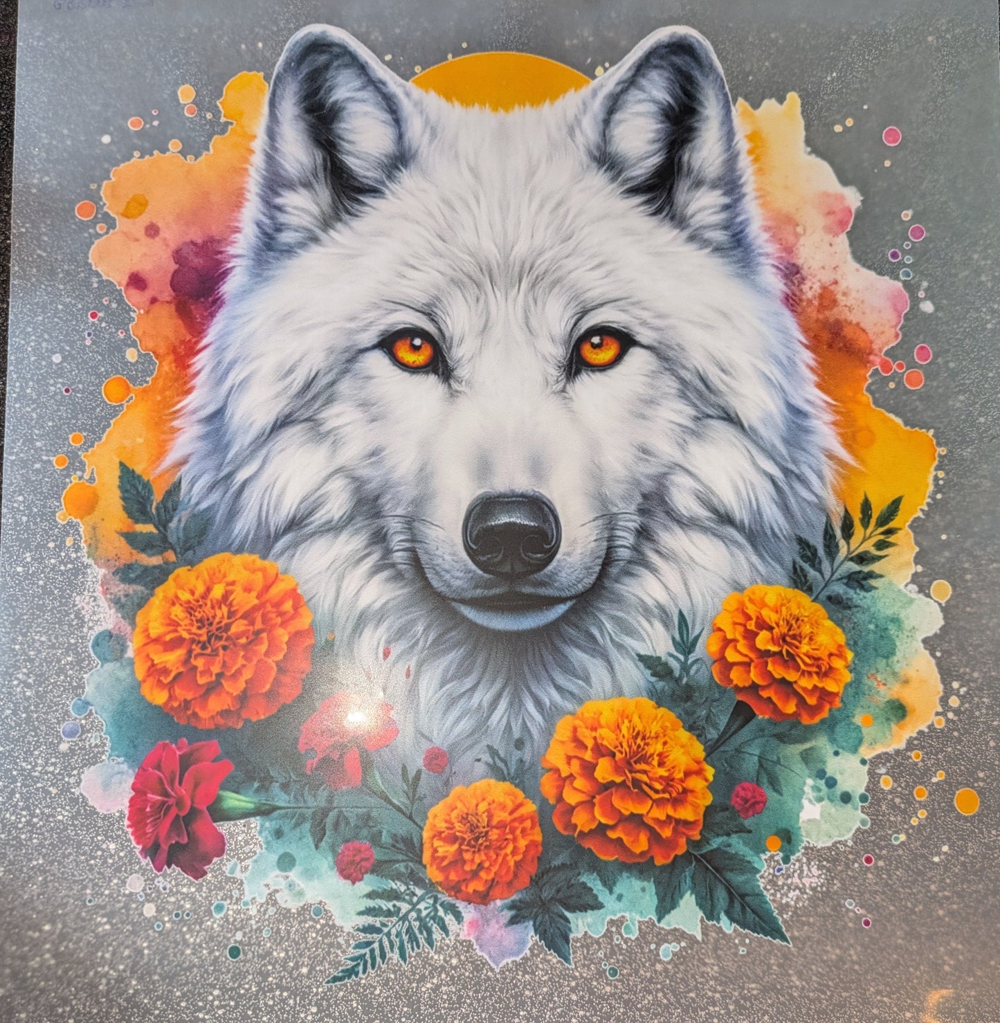 Großes Bügelbild Gr. L Wolf Tagetes GBB000080