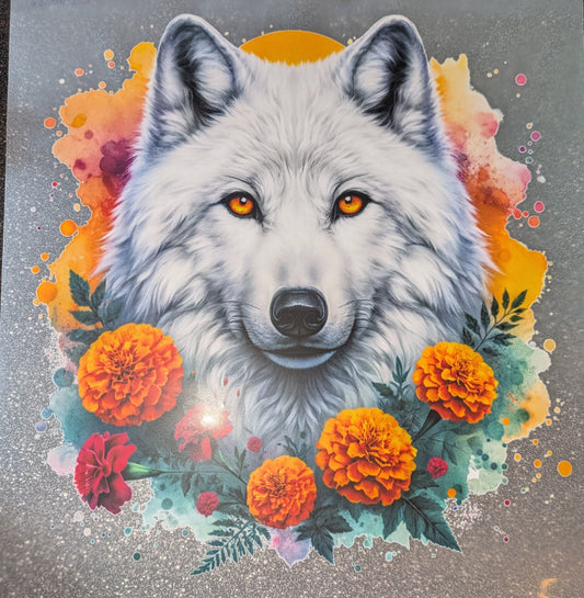 Großes Bügelbild Gr. L Wolf Tagetes GBB000080