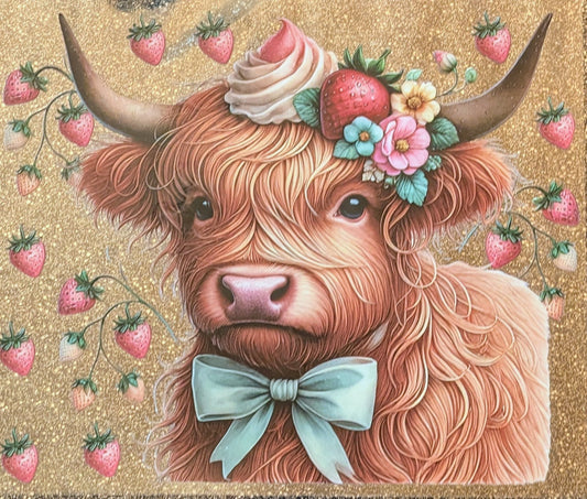 20 Oz Aufkleber Kuh Erdbeeren Sahne