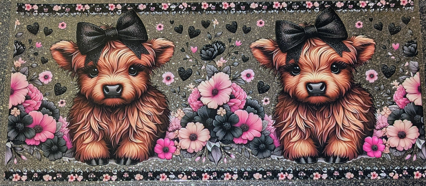 16 Oz Sticker braune Kuh mit schwarzer Schleife CS000109