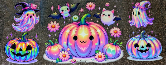 16 Oz Sticker Halloween Kürbis bunt Fledermaus Geist Gespenst