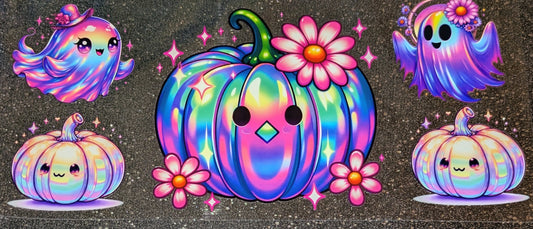 16 Oz Sticker Halloween Kürbis bunt Geist Gespenst