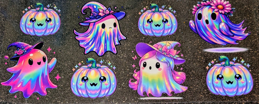 16 Oz Sticker Halloween Kürbis bunt Geist Gespenst 02