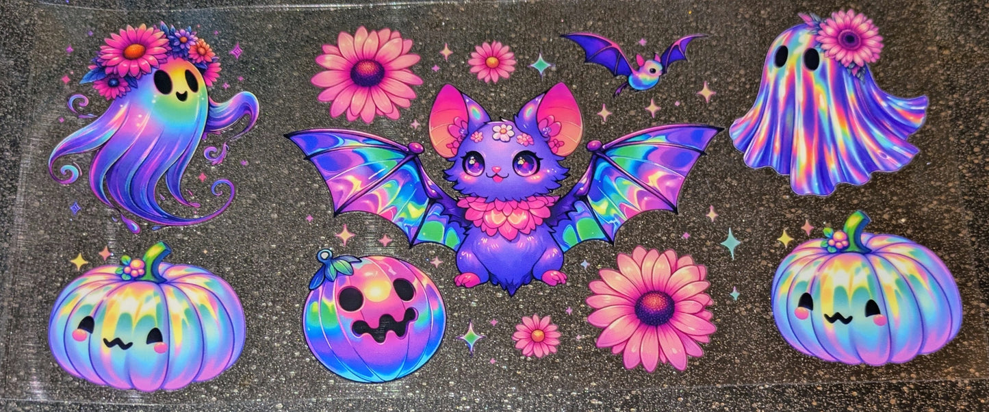 16 Oz Sticker Halloween Fledermaus Kürbis bunt Geist Gespenst