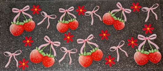 16 Oz Sticker Erdbeeren mit Schleifen rot rosa CS000116