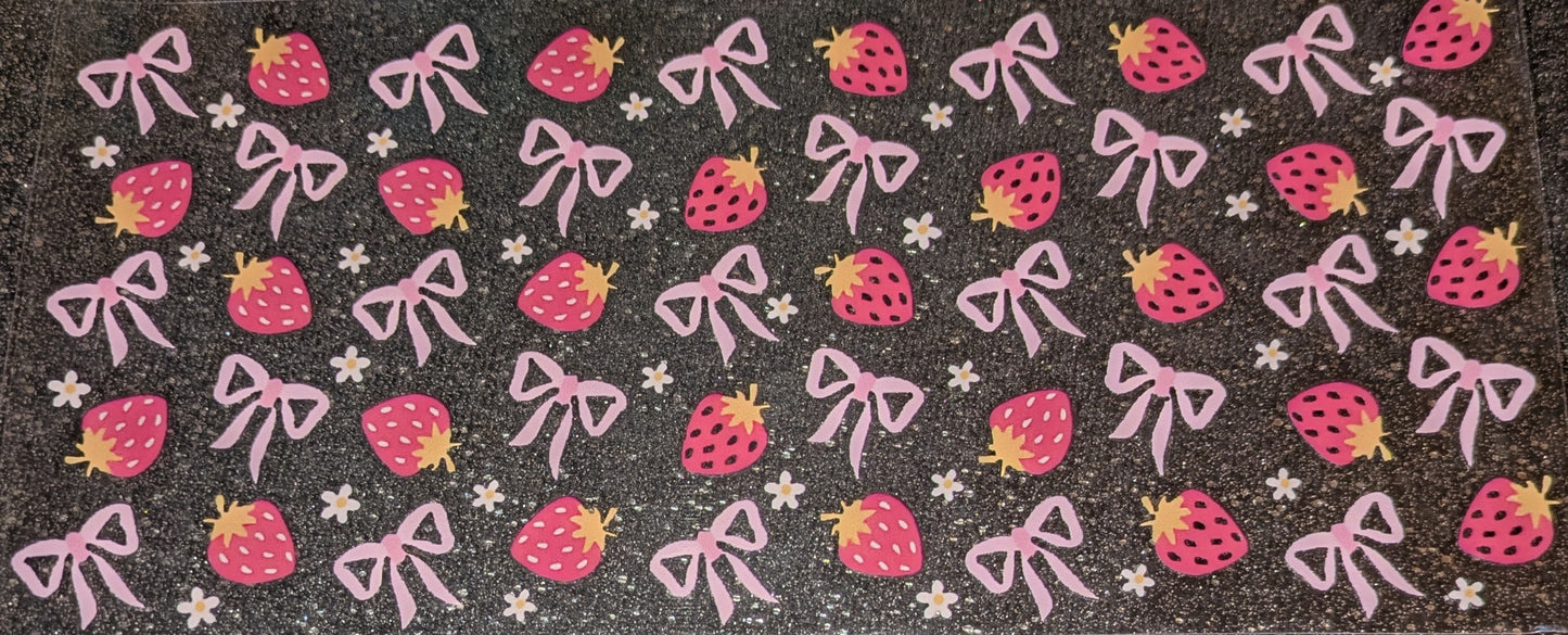 16 Oz Sticker Erdbeeren mit Schleifen  rosa CS000115