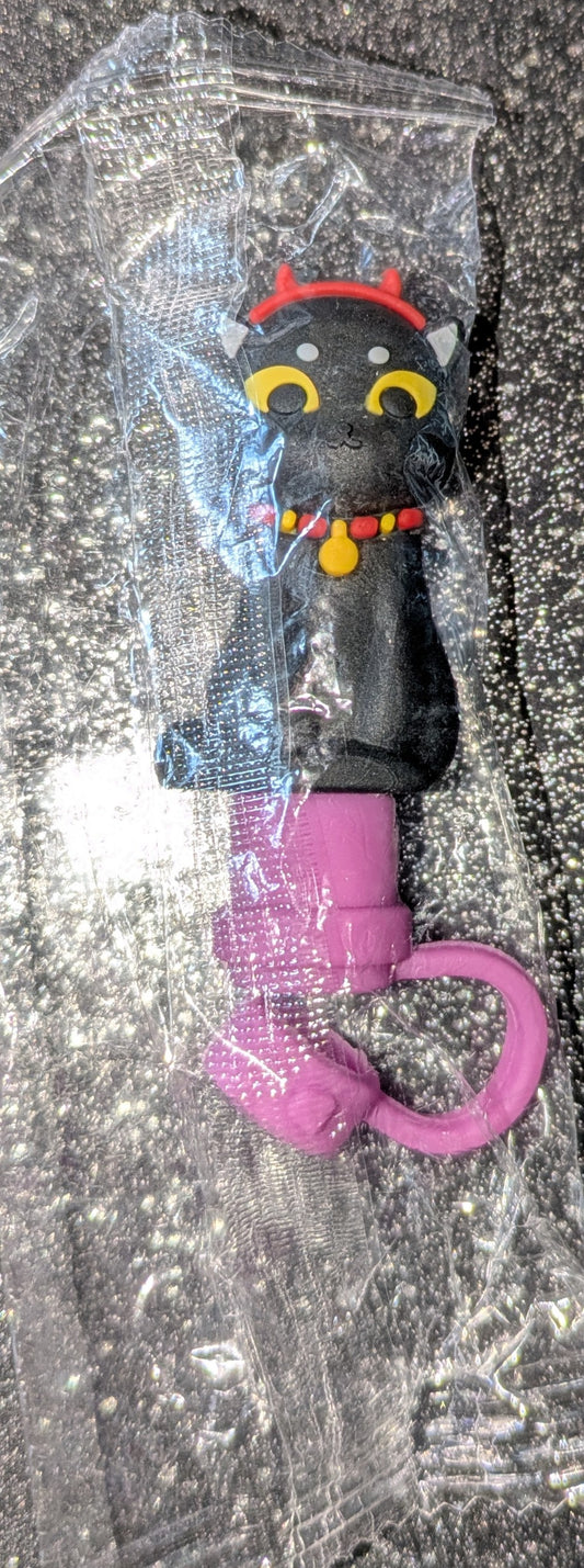 3D Trinkhalm Topper Katze schwarz