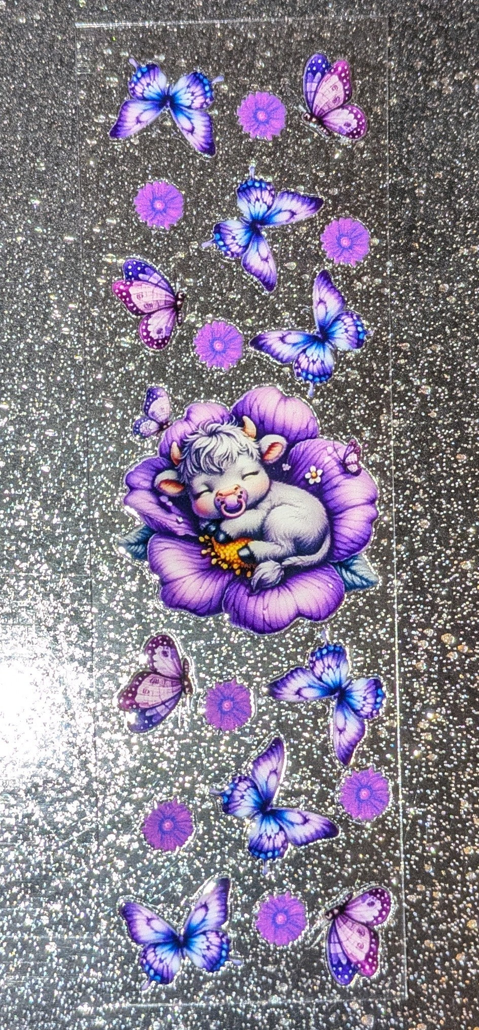 Kulisticker Sticker für Lesezeichen Kuh lila Blume