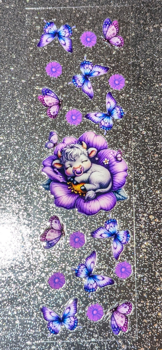 Kulisticker Sticker für Lesezeichen Kuh lila Blume