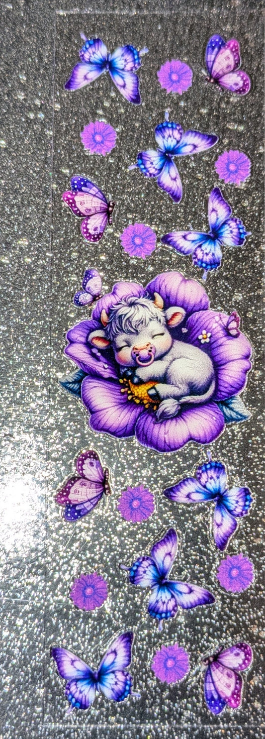 Kulisticker Sticker für Lesezeiche Kuh lila Blume