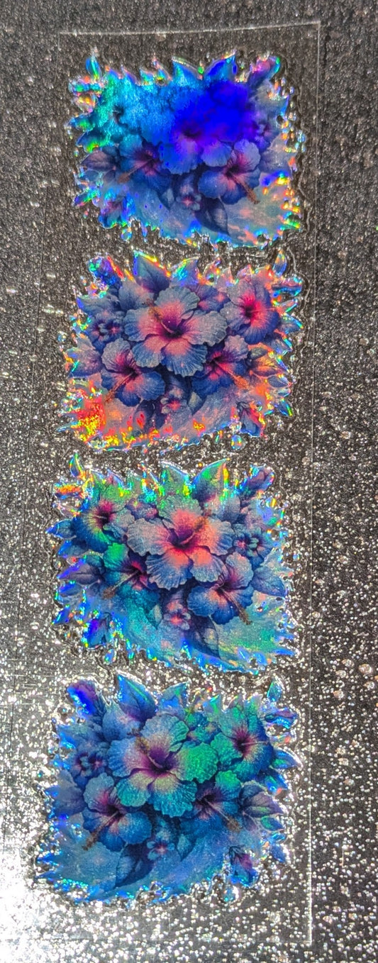 Kulisticker Sticker für Lesezeiche Blume blau Holographisch