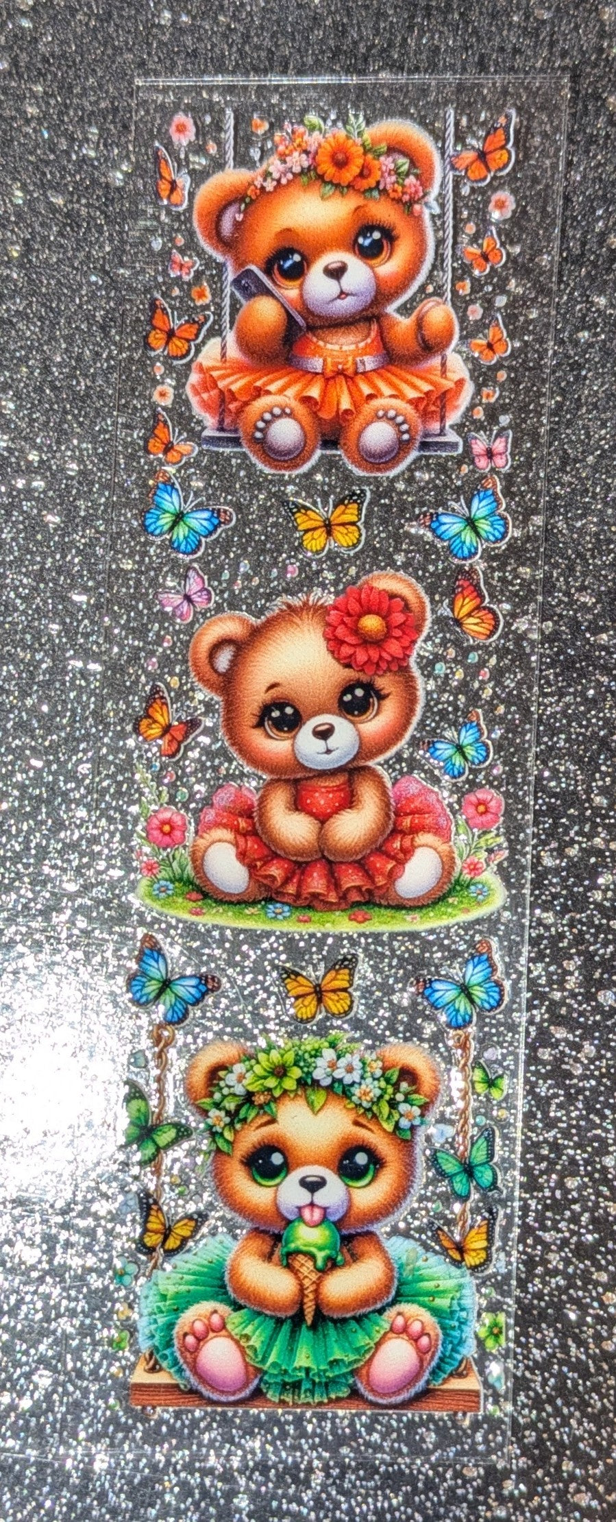 Kulisticker Sticker für Lesezeichen Bären Mädchen im Tütü Schaukel