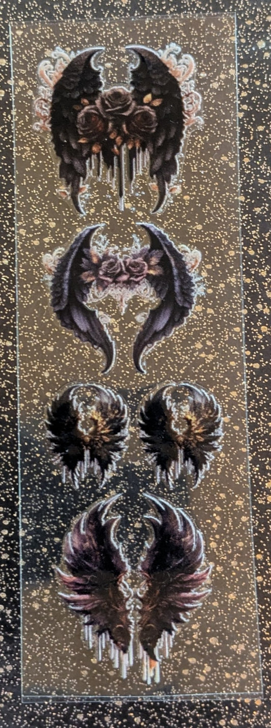 Kulisticker Sticker für Lesezeichen Flügel schwarz