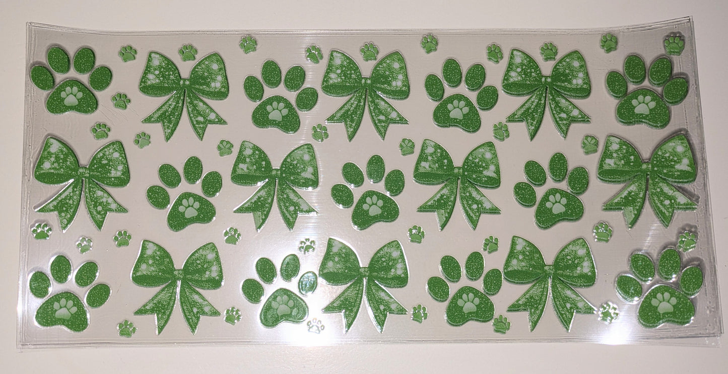 16 Oz Sticker Pfoten und Schleifen hellgrün CS000002