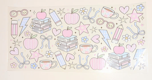 16 Oz Sticker Bücher Buch Apfel Schleife Brille  CS000039