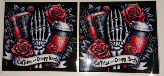 16 Oz Sticker Bücher Buch Coffeine and Creepy Reads CS000049