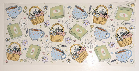 16 Oz Sticker Bücher Buch Korb Blumen Kaffee CS000060