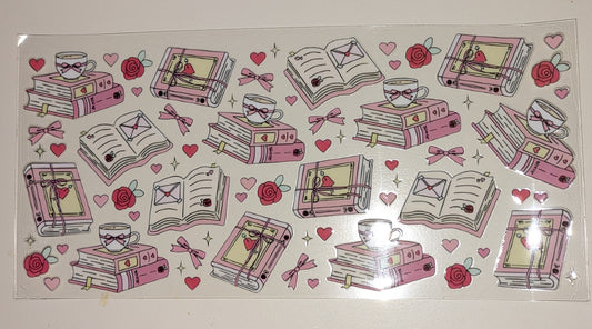 16 Oz Sticker Bücher Buch Herz Rose Tee Kaffee CS000072
