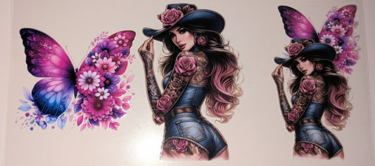 16 Oz Tattoogirl Jeans mit Schmetterlingen CS000081