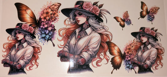 16 Oz Tattoogirl  Hemd Schmetterlinge CS000108