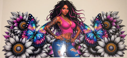 16 Oz Tattoogirl  Sonnenblumen Schmetterlinge CS000106