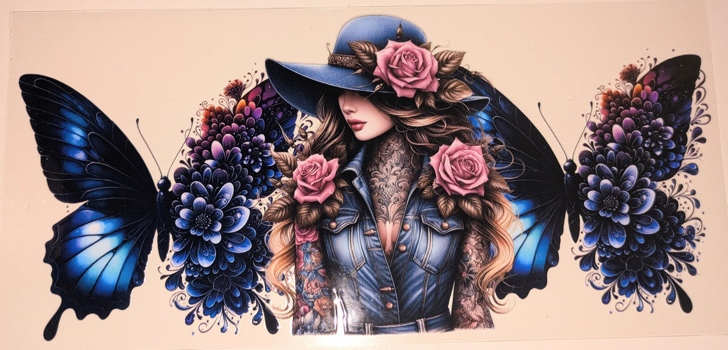 16 Oz Tattoogirl Jeans Hut Schmetterlinge CS000103