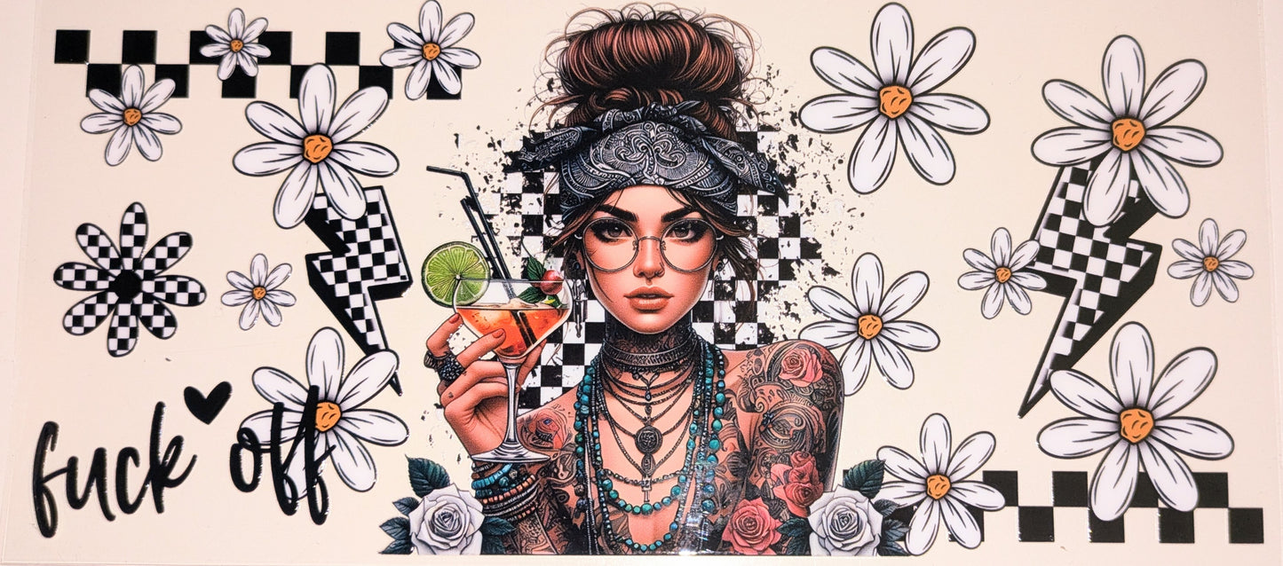 16 Oz Tattoogirl fuck off Chess schwarz weiß CS000094