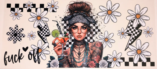 16 Oz Tattoogirl fuck off Chess schwarz weiß CS000094