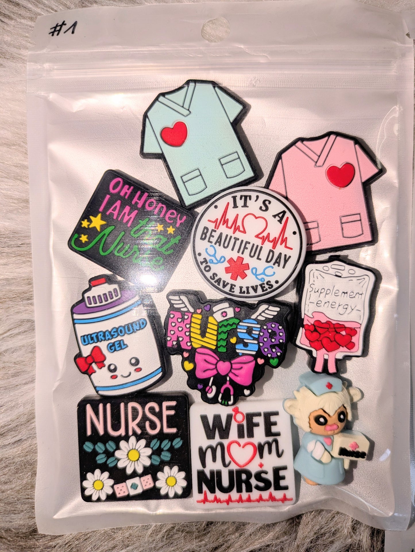 Motiv Silikonperlen Set Nurse Krankenschwester Pfleger