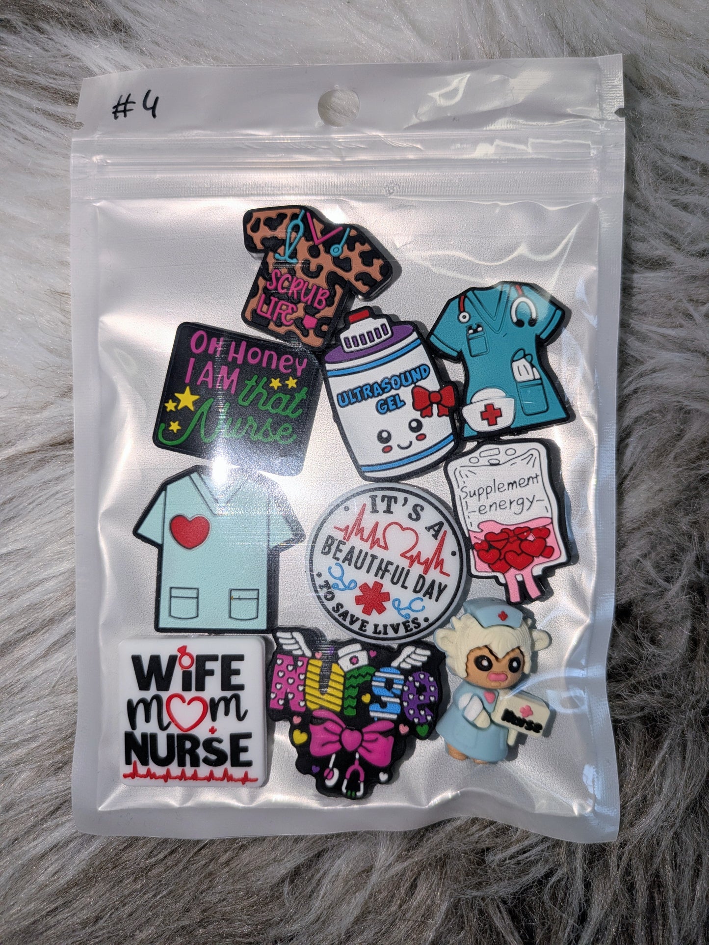 Motiv Silikonperlen Set Nurse Krankenschwester Pfleger