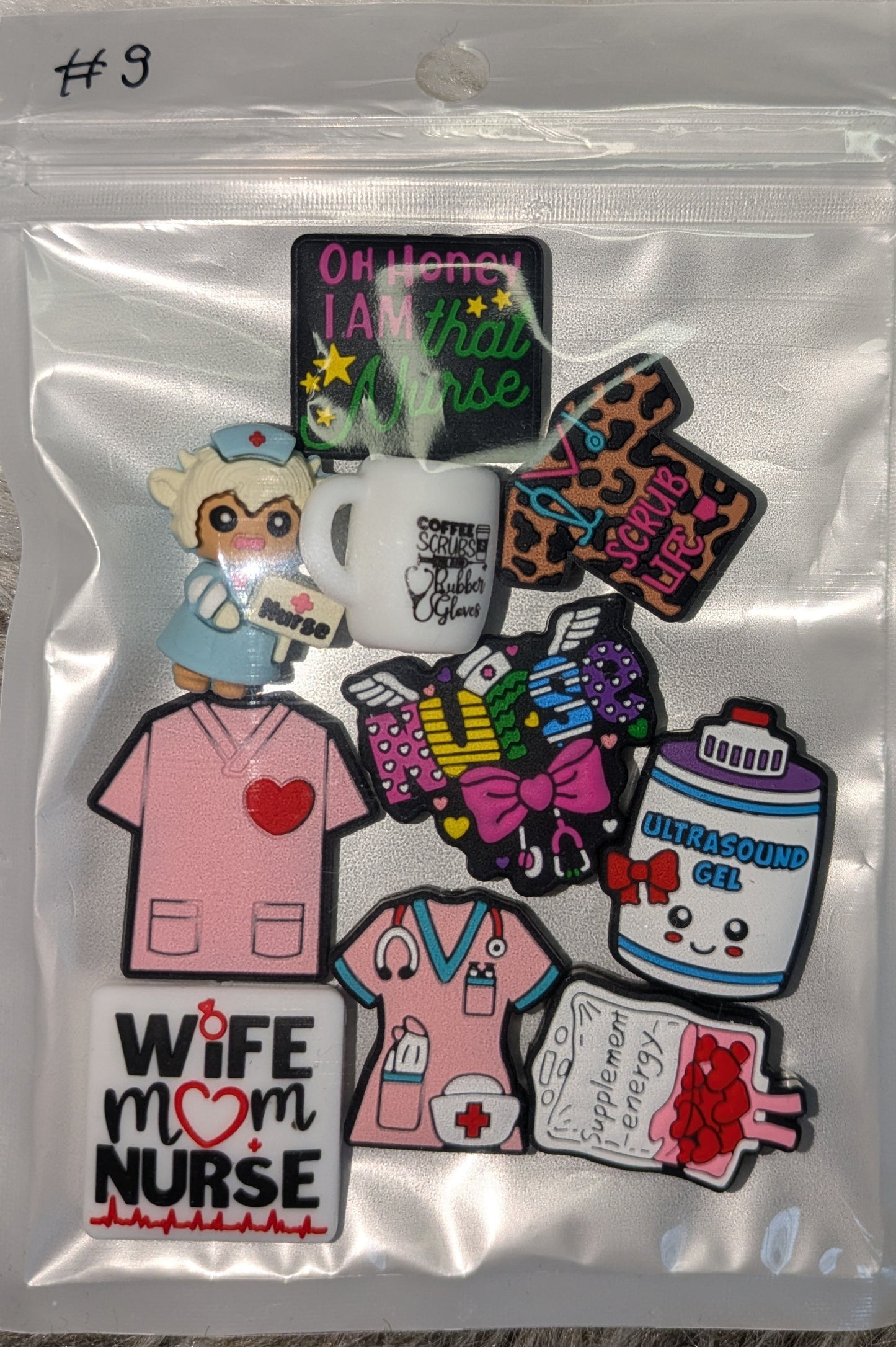 Motiv Silikonperlen Set Nurse Krankenschwester Pfleger