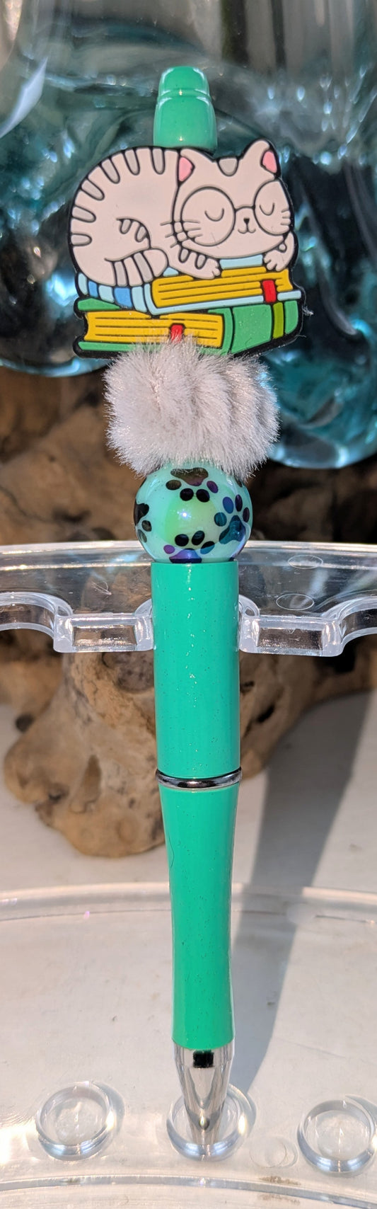 Katze auf Büchern schlafend Kugelschreiber