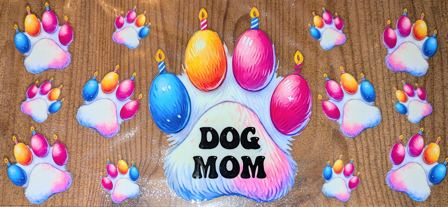 16 Oz Sticker Dog Mom Hunde Mama Kerzen Geburtstag blau orange gelb pinkCS000112
