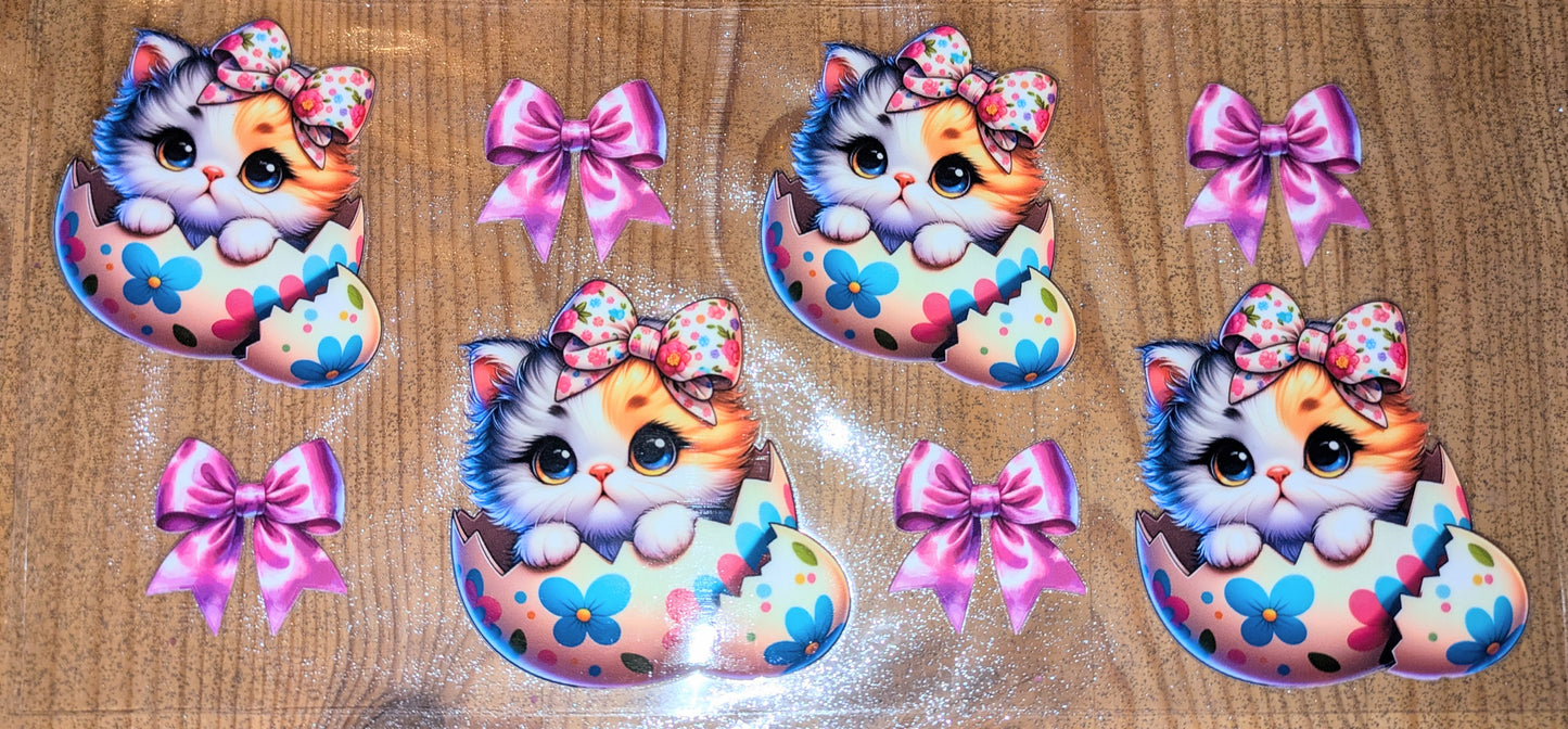 16 Oz Sticker Katze Ei Glückskatze Schleife Ostern CS000114