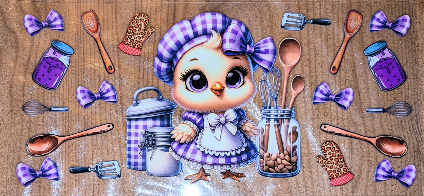 16 Oz Sticker Küken Ostern Backen lila Koch Schürze CS000119