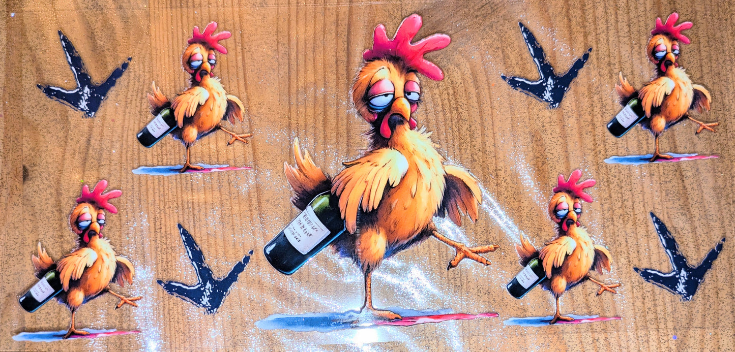 16 Oz Sticker Hahn Ostern Betrunken Wein  CS000121