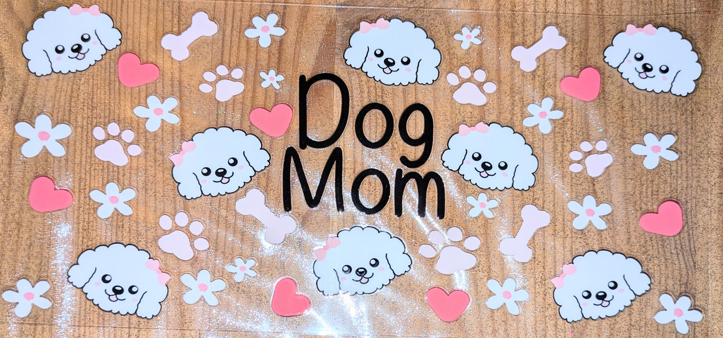 16 Oz Sticker Dog Mom Hunde Mama Pudel Knochen Schleife CS000122