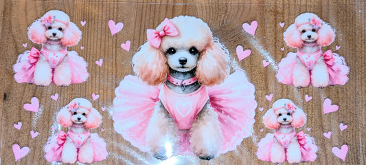 16 Oz Sticker Pudel Tütü rosa Herz Schleife BlumenCS000125